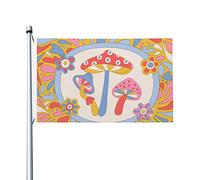 Bandiera a forma di fungo carino bifacciale con figura senza cuciture Bandiera durevole per esterni 3x5 piedi Bandiere decorative per interni patio Divertenti 3by5 Bandiere per feste in casa