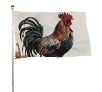 Bandiera a forma di gallo, 119,4 x 177,8 cm, stampa su entrambi i lati, bandiera decorativa da giardino, non sbiadisce, con occhielli in ottone, sfondo fotografico da appendere, per interni ed esterni