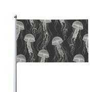 Bandiera a forma di medusa bianca traslucida, decorazione per esterni, giardino, cortile, 3x5 piedi