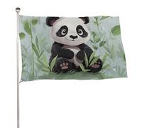 Bandiera a forma di panda, 119,4 x 177,8 cm, stampa su entrambi i lati, bandiera decorativa da giardino, non sbiadisce, con occhielli in ottone da appendere, sfondo fotografico per interni ed esterni