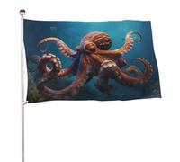 Bandiera a forma di polpo con animali, 119,4 x 177,8 cm, stampa su entrambi i lati, bandiera decorativa da giardino, non sbiadisce, con occhielli in ottone, sfondo fotografico da appendere per interni