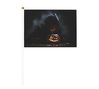 Bandiera a forma di zucca con lampada segreta, a doppia faccia, 14 x 20,8 cm, per feste, eventi sportivi e tifosi