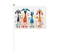 Bandiera a mano stampata su entrambi i lati con cane magro, 6 pezzi, 14 x 20,8 cm, adatta per attività di squadra di tifo