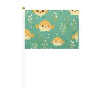 Bandiera a mano stampata su entrambi i lati con motivo pesce palla da 6 pezzi, 14 x 20,8 cm, adatta per tifare attività di squadra