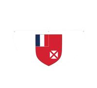 Bandiera a mezzo ventaglio con l'emblema nazionale di Wallis e Futuna, ideale per decorazioni da giardino, 90x180 cm, realizzata in poliestere resistente allo sbiadimento con tre occhielli, perfetta