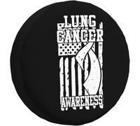 Bandiera A Nastro per La Consapevolezza del Cancro Ai Polmoni Copri Ruota di Scorta Premium Coperchio Ruota di Scorta Protezione Solare Copriruota Universale per Truck RV SUV 16inch