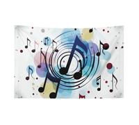 Bandiera a pois con note musicali, 0,9 x 1,5 m, non sbiadisce, bandiera di benvenuto, giardino, cortile, casa, bandiera, decorazione per la casa