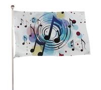 Bandiera a pois con note musicali, 89 x 150 cm, stampa su entrambi i lati, bandiera decorativa da giardino, non sbiadisce, con occhielli in ottone, sfondo fotografico da appendere, per interni ed