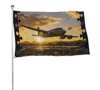 Bandiera a puzzle con aeroplano, 89 x 150 cm, stampa su entrambi i lati, bandiera decorativa da giardino, non sbiadisce, con occhielli in ottone da appendere, sfondo fotografico per interni ed esterni