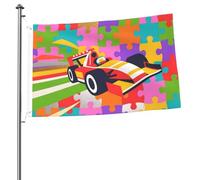 Bandiera a puzzle per auto, 60 x 90 cm, double-face, in poliestere, da appendere, con occhielli in metallo, resistente allo sbiadimento, leggera, per cortile, balcone, prato, feste, decorazione