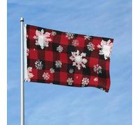 Bandiera a scacchi con fiocchi di neve, 0,9 x 1,5 m, double-face, motivo a quadri, bandiera da giardino per casa, cortile, esterni, interni, vacanze, feste decorative