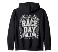Bandiera a Scacchi con Scritta Its Race Day Felpa con Cappuccio