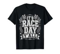 Bandiera a Scacchi con Scritta Its Race Day Maglietta