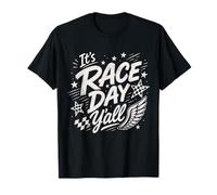 Bandiera a Scacchi con Scritta Its Race Day Maglietta