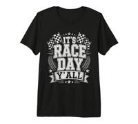 Bandiera a Scacchi con Scritta Its Race Day Maglietta Premium
