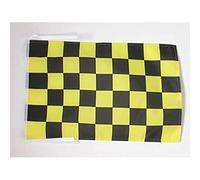 BANDIERA A SCACCHI NERI E GIALLI ORO 45x30cm - BANDIERINA SCACCHIERA NERA E GIALLA ORO 30 x 45 cm cordicelle - AZ FLAG