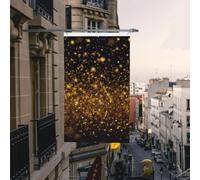 Bandiera a stella scintillante dorata 0,9 x 1,5 m bandiere da giardino durevoli bandiere per la casa con occhielli bandiere decorative da cortile grande banner per feste interne esterne decorazioni