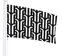 Bandiera a strisce 3x5 FT Geometrico Retro Nero Bianco Linee classiche Strisce Bandiere per esterni Grandi striscioni per cortile di benvenuto Giardino per la casa Decorazione per prato
