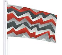 Bandiera a strisce 4x6 FT Strisce ondulate grigie rosse Strisce ondulate a zigzag Chevron Bandiere per esterni Grandi striscioni per cortile di benvenuto Giardino per la casa Decorazione per prato