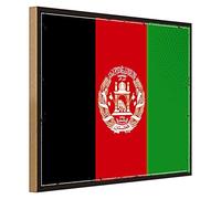 Bandiera Afghanistan | Targa in legno | look vintage | decorazione | 40 cm x 30 cm