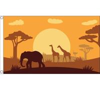 Bandiera African Animals Silhouette Africa Savanna Safari Bandiera Della Brezza Tessuto Da Esterno Prova Di Sbiadimento Striscione All'Aperto, Per Balcone, Feste Strada, Giardino, 90x150cm