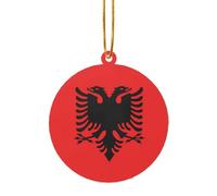 Bandiera albanese Ciondolo natalizio acrilico Regalo decorativo adatto per decorare un camino o davanzale