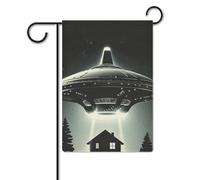 Bandiera aliena astronave UFO 30,5 x 45,7 cm poliestere double face bandiere da giardino bandiere di benvenuto banner decorazione esterna per cortile portico prato