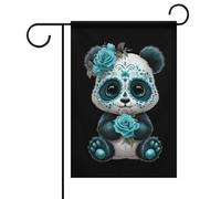 Bandiera alla moda con teschio e panda per il Giorno dei Morti, resistente, ideale per festival, giardini, cortili, prati, interni ed esterni.