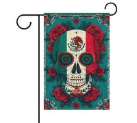 Bandiera alla moda del Giorno dei Morti con teschio di zucchero messicano, resistente, ideale per festival, giardini, cortili, prati, interni ed esterni.