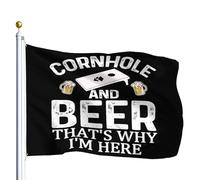 Bandiera All'Aperto Cornhole And Beer That'S Why I'M Here Bandiere Appendere Stagionale Banner Per Balcone Celebrazione Sport 90X150Cm