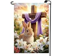Bandiera all'aperto Easter Bunny Flower Eggs Rabbit Cross He Is Risen