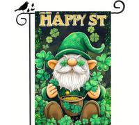 Bandiera All'Aperto Happy St. Patrick'S Day Lucky Leprechaun Shamrock Lucky Cute Gnome 30X45Cm Bandiera Da Giardino Resistenti Decorative Bandiere Da Parete Per Casa Prato Festival