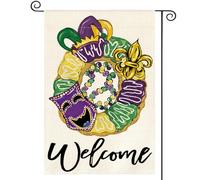 Bandiera All'Aperto Mardi Gras Donut Mask Fleur De Lis Welcome New Orleans Carnival 30X45Cm Bandiera Vacanza Personalizzata Stagionali Banner Per Spiaggia Esterni Decorazione