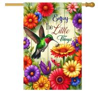 Bandiera All'Aperto Ruby-Throated Hummingbird With Flower Bee And Quote 30X45Cm Bandiera Dei Pirati Colorato Moda Bandiere Per Esterni Casa Balcone