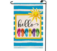 Bandiera All'Aperto Summer Beach Hello Summer Colorful Slippers Flip Flop 30X45Cm Bandiera Da Giardino Stagionale Con Occhielli Bandiere Per Campionato Celebrazione Prato