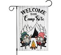 Bandiera All'Aperto Welcome To Our Camp Site Camping Fire Pit 30X45Cm Bandiera Da Esterno Appendere Stagionali Banner Per Esterni Il Portico Spiaggia