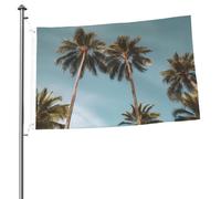 Bandiera alta con palme tropicali, 7,6 x 0,9 m, bandiera da giardino su entrambi i lati, resistente allo sbiadimento, bandiera per esterni, divertente bandiera per vacanze con occhielli in metallo per