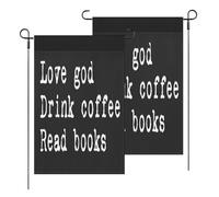 Bandiera Ama Dio, Bevi Caffè, Leggi Libri, Amanti Del Giardino D'Epoca Decor Garden Flag Decorazioni Bandiere Pirata Per Home Activités Sportives Bar 3X5Ft