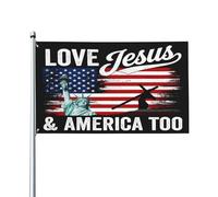Bandiera "Ama Gesù e anche l'America" per regali cristiani del 4 luglio, 3x5 bandiere, cartelli da giardino, striscioni da cortile