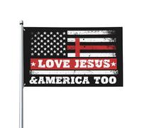 Bandiera "Ama Gesù e anche l'America" per regali cristiani del 4 luglio, 3x5 bandiere, cartelli da giardino, striscioni da cortile