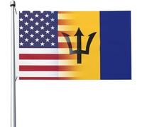 Bandiera American And Barbados Stagione Bandiera 2 Occhielli Metallici Colori Vivaci Striscione All'Aperto, Per Feste Strada, Feste Estive, Eventi, 90x150cm
