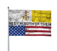 Bandiera American Half Vatican City Flag Stagione Bandiera Decorazione 2 Occhielli Metallici Striscione All'Aperto, Per Feste Strada, Balcone, Giardino, 90x150cm