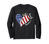 Bandiera americana a forma di cuore con croce di Gesù Il Signore è la mia roccia Maglia a Manica