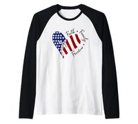 Bandiera americana a forma di cuore con croce di Gesù Il Signore è la mia roccia Maglia con Maniche Raglan