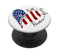 Bandiera americana a forma di cuore con croce di Gesù Il Signore è la mia roccia PopSockets PopGrip Adesivo
