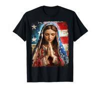 Bandiera americana americana La Vergine Maria religiosa cristiana Maglietta