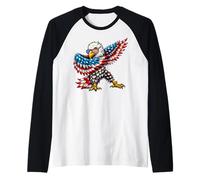 Bandiera americana Aquila calva Patriottica Aquila 4 luglio USA Maglia con Maniche Raglan
