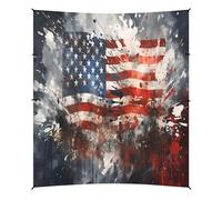 Bandiera Americana Arte Dell'olio Tenda da Spiaggia Facile da Montare,Parasole per Campeggio con Sacchi di Sabbia,Palette e Picchetti Ideale per Picnic