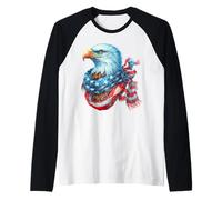 Bandiera americana Bald Eagle USA Sciarpa Aquila 4 luglio Grafica Maglia con Maniche Raglan