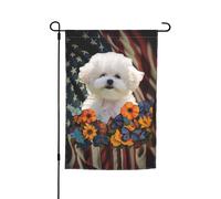 Bandiera americana Bichon Dog My Love Dog Garden Flag bifacciale 12 X 18 pollici Decorazione per casa e giardino